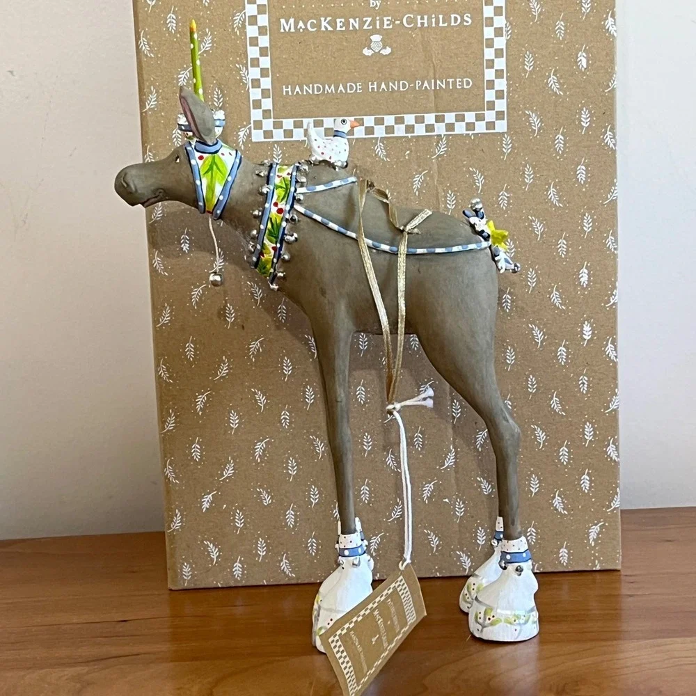 MacKenzie-Childs Patience Brewster Maude Moose Ornament Handmade‎ Hand-Painted